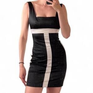 Y2K bebe black and cream satin mini dress Sz. 0